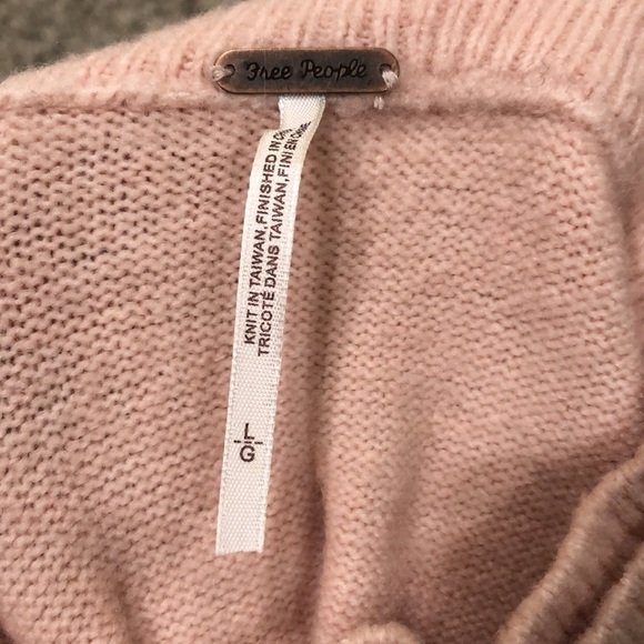 Free People Afterglow Sweater Size Large Blush Pink Mock Neck Pullover - Picture 6 of 11